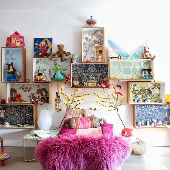 22 boxes shelves that double as play houses
