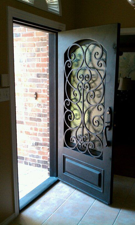 wrought iron glass door