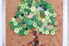 DIY tree wall art of buttons