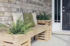 DIY outdoor cedar bench with planters