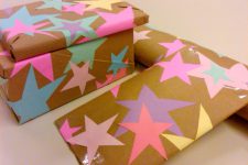 DIY glued stars wrapping paper