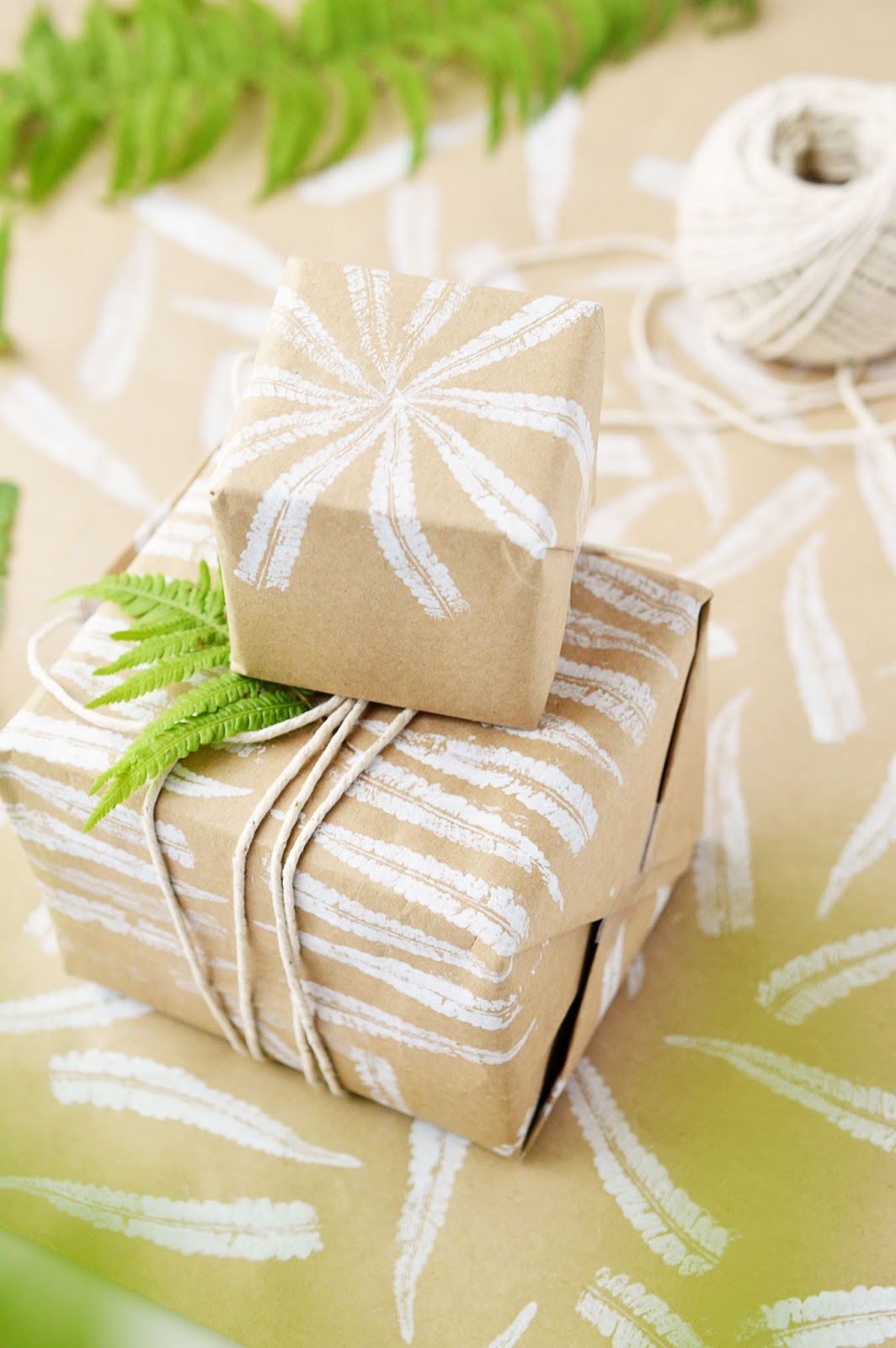 DIY fern print wrapping paper
