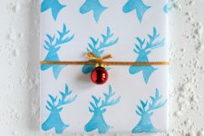 DIY deer stamped wrapping paper
