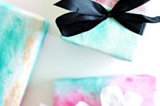 DIY watercolor paper towels wrapping paper