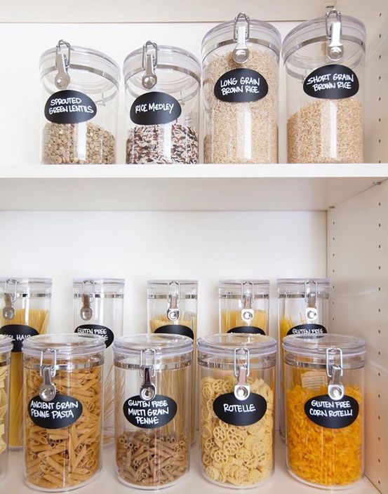 glass containers with chalkboard labels