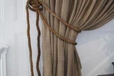 05 curtains made out of burlap paired with jute cords