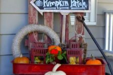 08 little red wagon to create a cute fall-ready display with tons of pumpkins, gourds, and antique finds