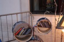 09 old drum kit turned into a bookshelf