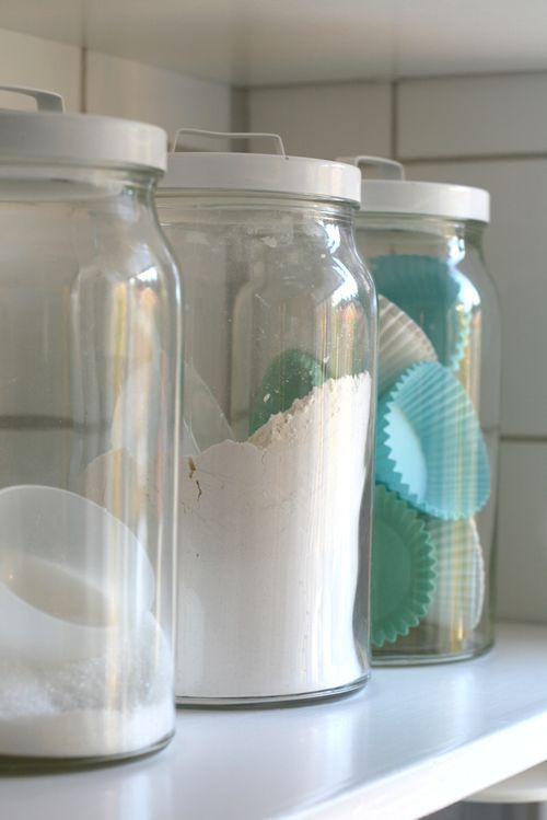 baking supplies stored in IKEA jars