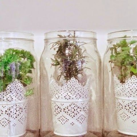 herb garden from IKEA jars