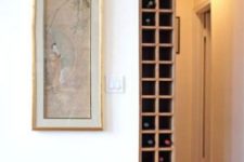 17 in-wall storage compartments for wine