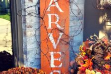 20 harvest reclaimed barnwood sign with bold fall florals