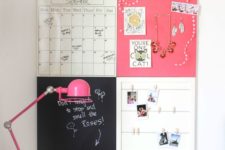 20 tiny pink teen girl study space with a pinboard