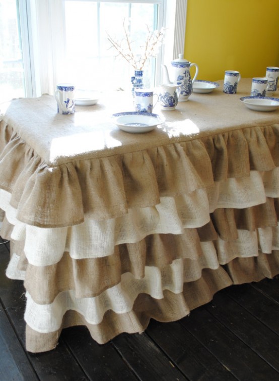 ruffled burlap tablecloth