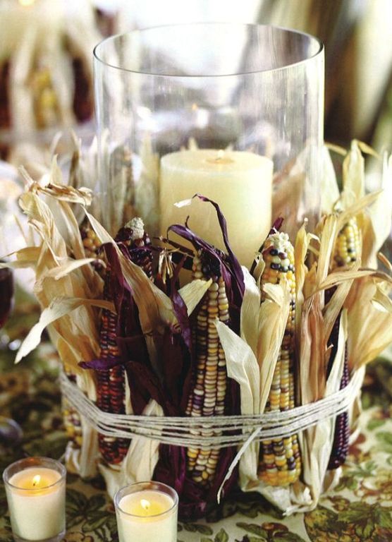 corn husks to wrap a candle holder
