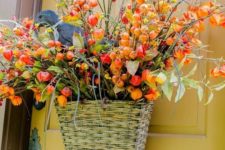 27 hanging basket with dried flowers and faux berries
