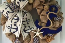 33 nautical burlap wreath with anchor and a sea star