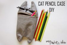 DIY felt cat pencil case