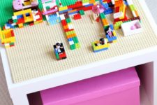 DIY Lego table from IKEA Lack side table on casters