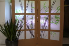 DIY Shoji screen with bamboo painted on it