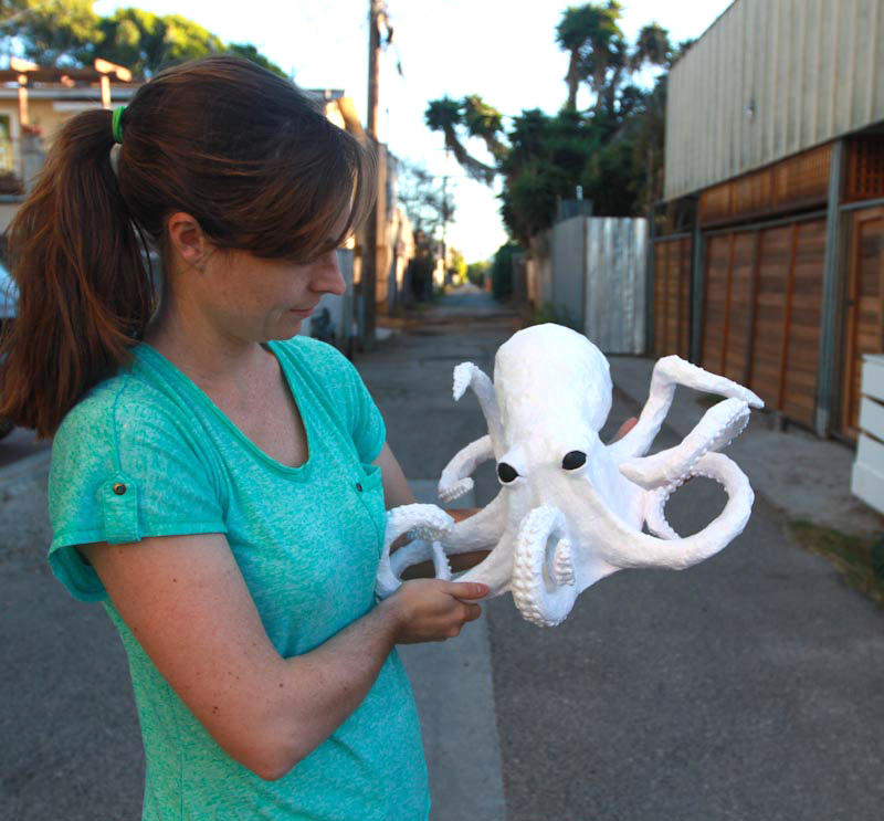 DIY creepy paper mache octopus