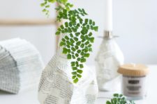 DIY paper mach vase with a bottle inside