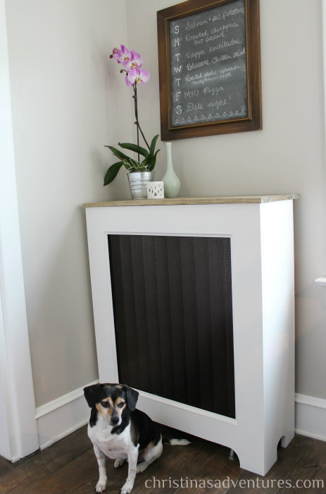DIY modern black and white radiator cover (via www.shelterness.com)