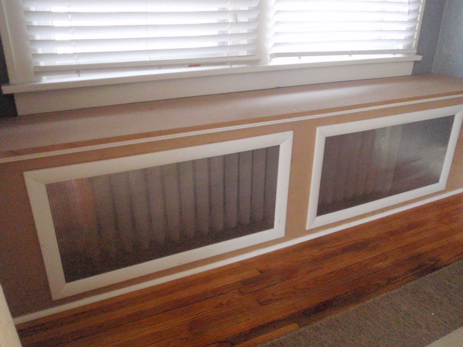 DIY window seat radiator cover that doubles as a bench