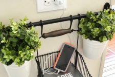 DIY hanging charging station from IKEA Fintrop rack