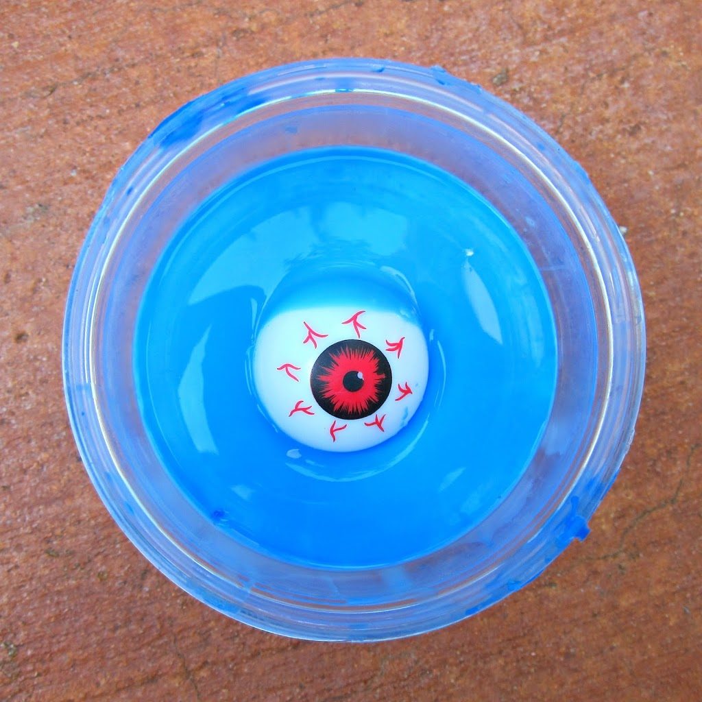 DIY blue eyeball slime for Halloween