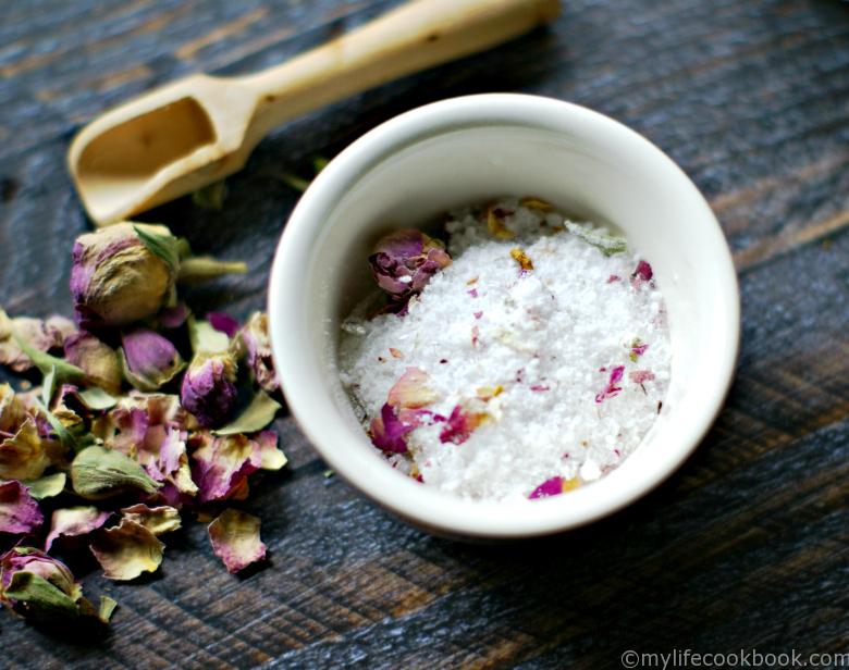 DIY lemongrass, ginger and rose bath salt