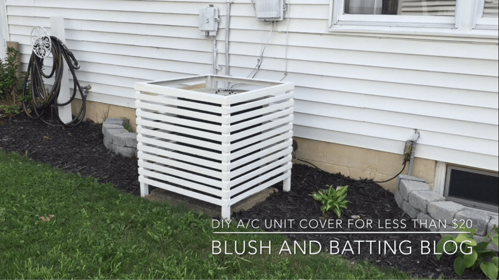 DIY AC unit cover of furring strips and one bundle of lath