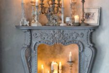 02 faux vintage fireplace with candles all over