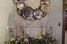 08 oversized silver wreath made from vintage silver trays and chargers