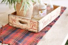 09 plaid flannel table runner to make your coffee table cozier