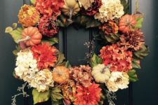 09 silk flowers and faux pumpkins are an ideal combo for every fall wreath
