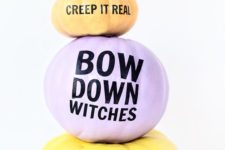 11 pastel pumpkins with fun quotes that can be easily DIYed