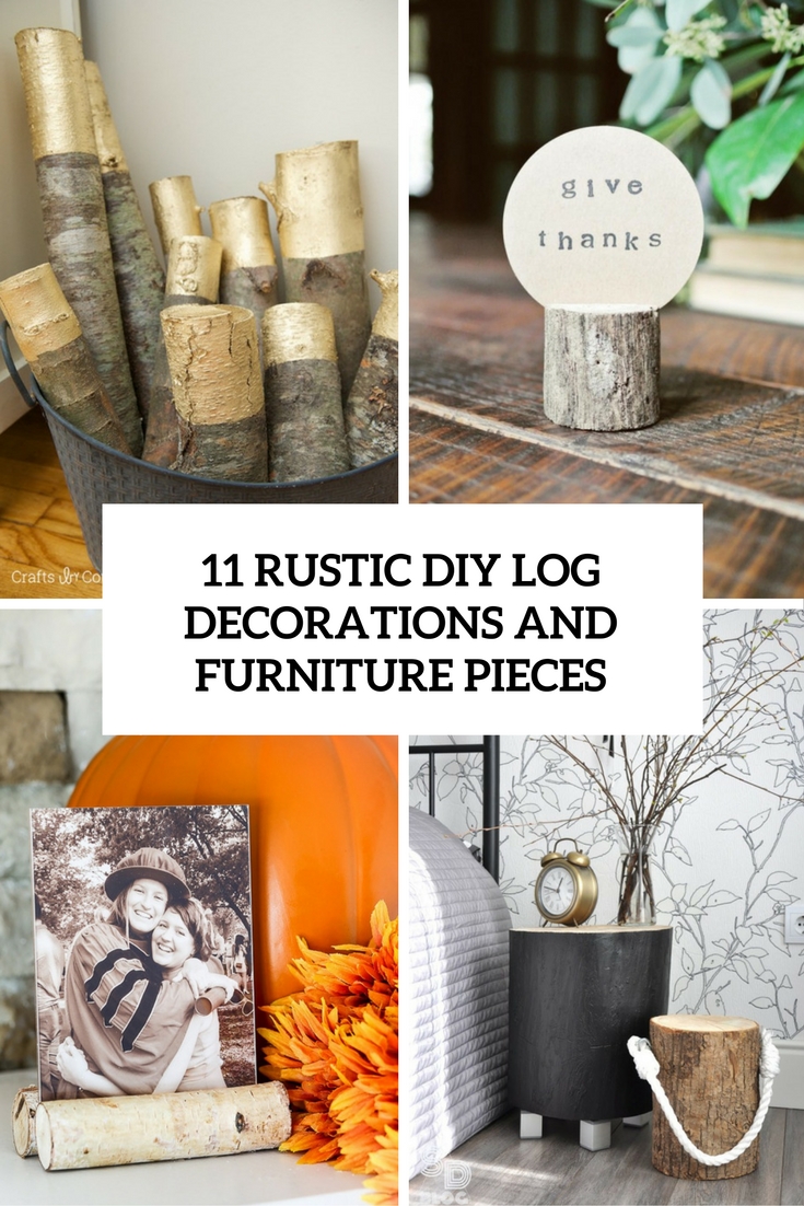 rustic diy log decorations and furniture pieces cover