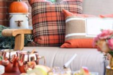 14 bold orange plaid pillow for fall
