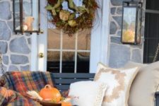 15 fall plaid blanket on your porch bench will keep you warm