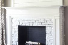 17 faux fireplace decorated with real bricks and firewood