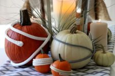 18 nautical pumpkins wrapped wirh rope