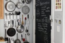 21 a pegboard for hanging various kitchen stuff and tableware is ideal for the tiniest kitchen