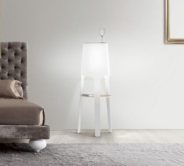 lamp and nightstand in one is a cool idea for the smallest bedroom