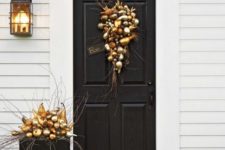 23 elegant gold door decor with gilded faux fruit and pumpkins