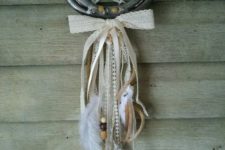 23 horseshoe dreamcatcher with lace, ribbons and beads