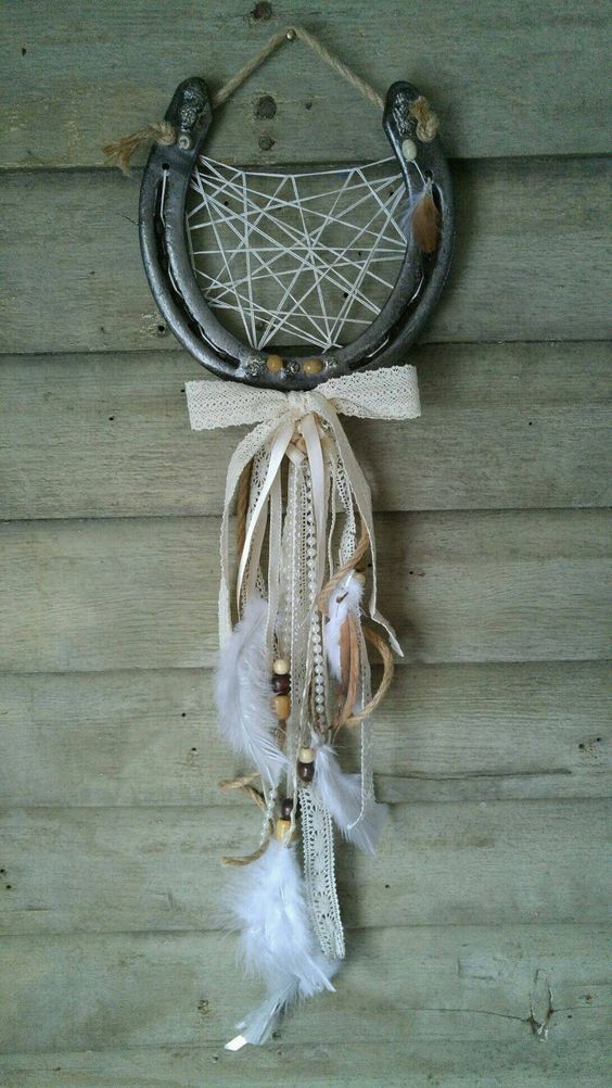 horseshoe dreamcatcher with lace, ribbons and beads