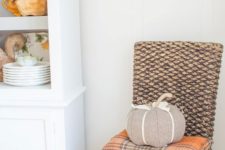 23 orange plaid pillow for fall decor