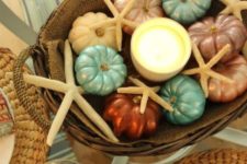 23 painted mini pumpkins and starfish for fall decor