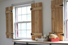 24 interior cedar shutters for a rustic kitchen